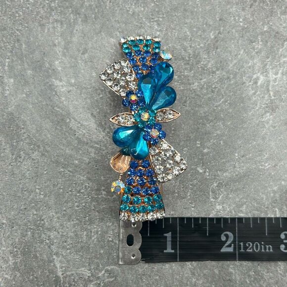 Elegant Blue Rhinestones Hair Barrette Clip Accessory main image 5
